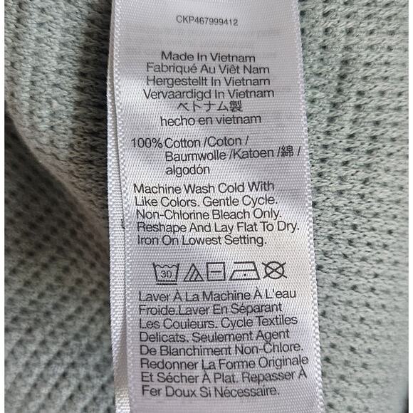 MADEWELL Women S Sweater Green Funnel Neck Drop Shoulder Ribbed Knit Pockets 42" - Picture 7 of 7